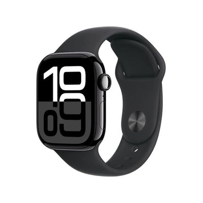 Apple Watch Series 10 (GPS 42 mm) Caixa Preto Brilhante em Alumínio com Pulseira Esportiva Preta (Jet Black)