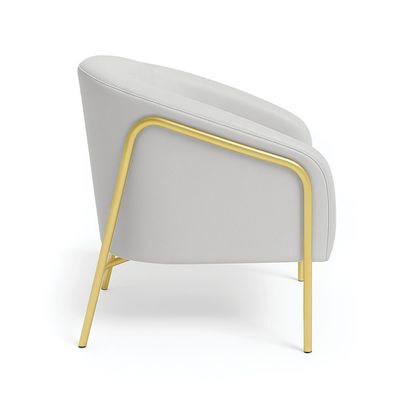 Poltrona Sala Decorativa Kit 2 Stella Base Alta Tubo Dourado Sintético Cinza D03 - D'Rossi