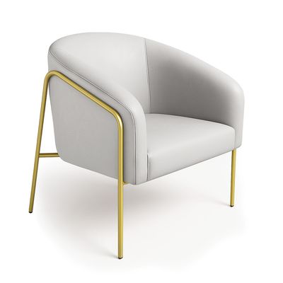 Poltrona Sala Decorativa Kit 2 Stella Base Alta Tubo Dourado Sintético Cinza D03 - D'Rossi