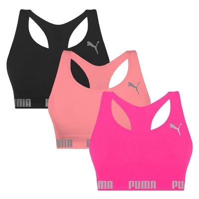 Kit 3 Tops Puma Nadador Sem Costura Feminino P / Rosa e Preto