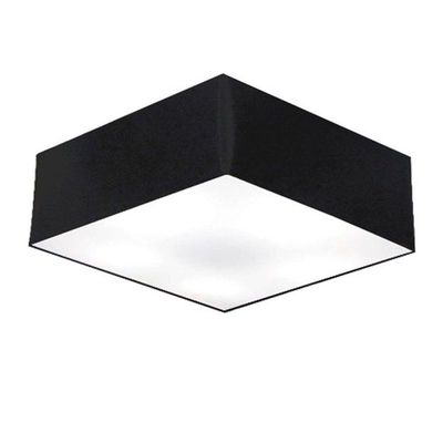 Plafon Quadrado Vivare Md-3052 Cúpula Em Tecido 15/60x60cm - Bivolt Preto 127/220v