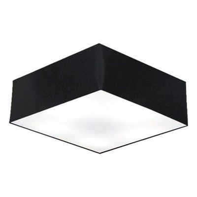 Plafon Quadrado Vivare Md-3052 Cúpula Em Tecido 15/60x60cm - Bivolt Preto 127/220v