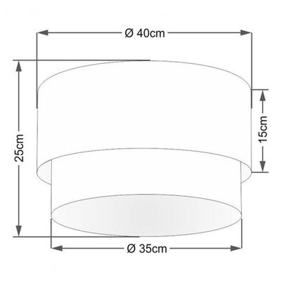 Plafon Duplo Cilíndrico Vivare Md-3045 Cúpula Em Tecido 40x35cm - Bivolt Preto-linho-bege 127/220v