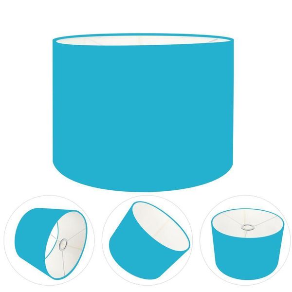 Cúpula Abajur E Luminária Cilíndrica Vivare Cp-7017 ø40x21cm - Bocal Nacional Azul-turquesa