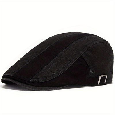 Boina Italiana Casual Basica Design Liso Geométrico Unissex Ajustável Preto