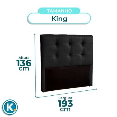 Cabeceira Estofada King Alice Nature Material Sintético Preto 193x136