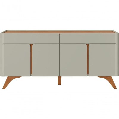Buffet Aros 4 Portas Pés Madeira Maciça - Mavaular Off White-naturale