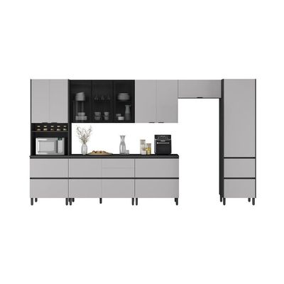 Cozinha Completa Itatiaia Lumina 410cm Em Madeira Mdf Grafite/fendi