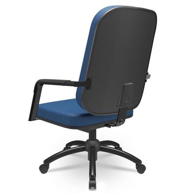 Cadeira De Escritório Giratória Com Braço Preta Magno P03 Crepe Azul - Lyam Decor
