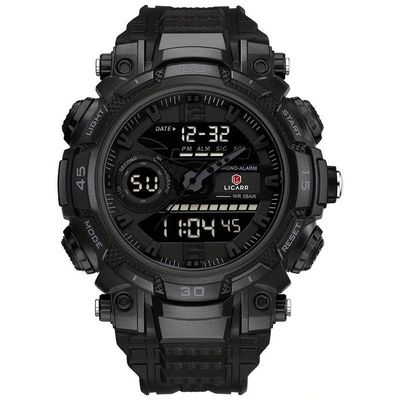 Relógio De Pulso Masculino Digital Led Multifuncional Desportivo De Quartzo Preto