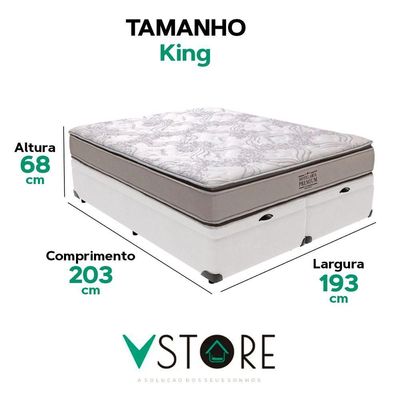Cama Box Baú King E Colchão Four Season Molas V-store Branco