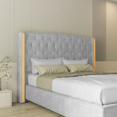 Cabeceira Estofada Casal 140 Cm Zirconio Linho Cinza
