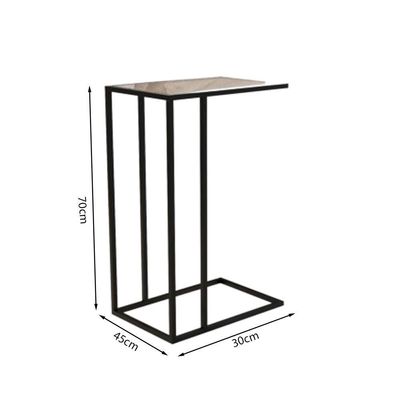 Mesa De Apoio Industrial Elena Industrial Preto Com Tampo De Vidro