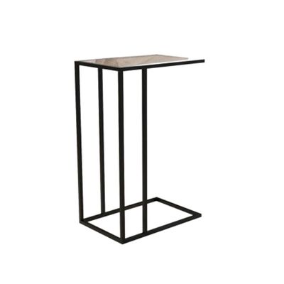 Mesa De Apoio Industrial Elena Industrial Preto Com Tampo De Vidro
