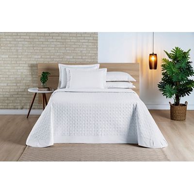 Cobre Leito Madri Percal 200 Fios 100% Algodão Queen 03 Peças - Branco