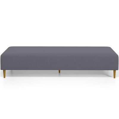 Puff Decorativo Sala de Estar Bali W01 Pés Palito 190x60cm Suede Cinza - Lyam Decor