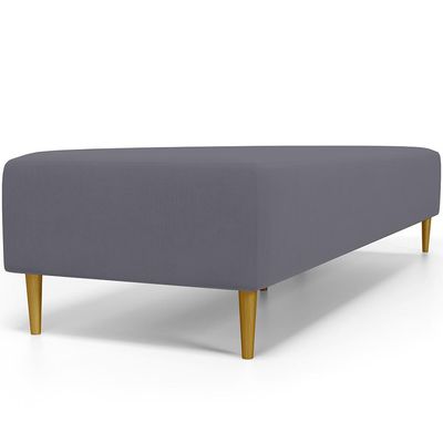 Puff Decorativo Sala de Estar Bali W01 Pés Palito 190x60cm Suede Cinza - Lyam Decor
