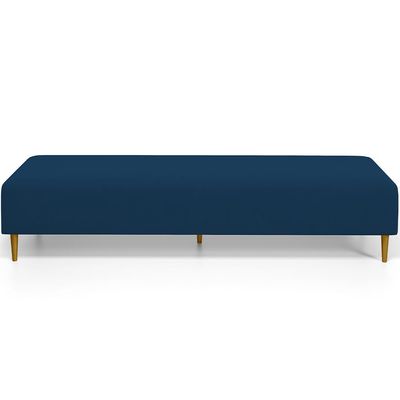 Kit 02 Puffs Decorativo Sala de Estar Bali W01 Pés Palito 190x60cm Suede Azul Marinho - Lyam Decor