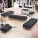 Kit 02 Puffs Decorativo Sala de Estar Bali W01 Pés Palito 190x60cm Linho Cinza Escuro - Lyam Decor
