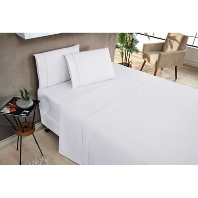 Jogo De Cama Solteiro Elegance 180 Fios 03 Peças - Branco