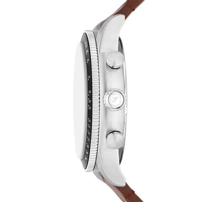 Relógio Fossil Masculino Ref: Fs6042/0kn Cronógrafo Prateado