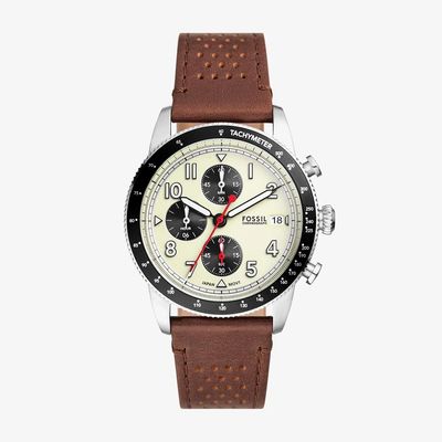 Relógio Fossil Masculino Ref: Fs6042/0kn Cronógrafo Prateado