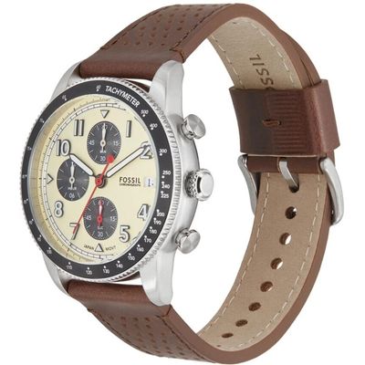 Relógio Fossil Masculino Ref: Fs6042/0kn Cronógrafo Prateado