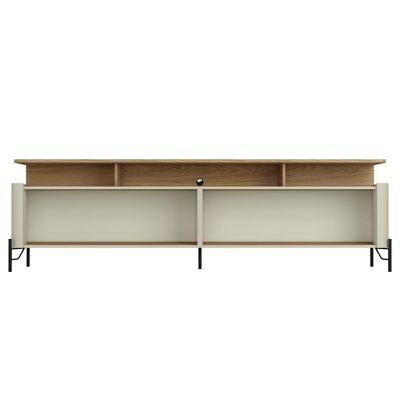 Rack Para Sala de Estar TV 75 Pol 4 Portas 180cm Pés Preto Clio I03 Louro Luna - Lyam