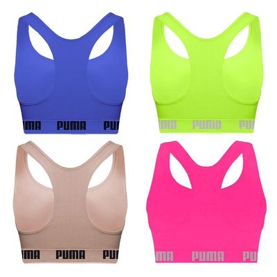 Kit 4 Tops Puma Nadador Sem Costura Feminino M / Verde/Azul