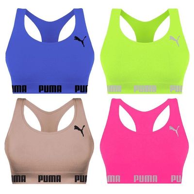 Kit 4 Tops Puma Nadador Sem Costura Feminino M / Verde/Azul