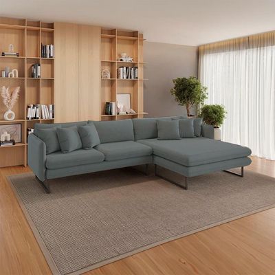 Sofá 5 Lugares Ricco com Chaise Direita Linho Grafite
