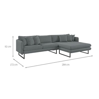 Sofá 5 Lugares Ricco com Chaise Direita Linho Grafite