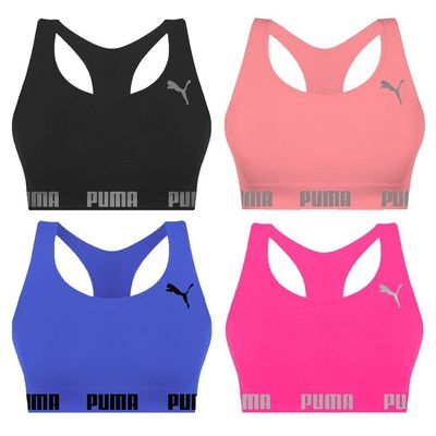 Kit 4 Tops Puma Nadador Sem Costura Feminino P / Azul e Preto