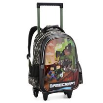 Kit Mochila Rodinha Lancheira Estojo Escolar Infantil Minecraft