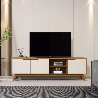 Rack Para Tv Jb Tucuma 1.8 Nature Com Off White - Moveis Jb
