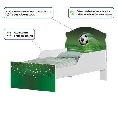 Mini Cama Infantil 153,2x79cm com Proteção Lateral Personagens Copa Futebol K02 - D'Rossi