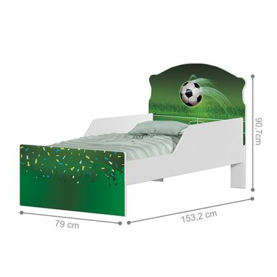 Mini Cama Infantil 153,2x79cm com Proteção Lateral Personagens Copa Futebol K02 - D'Rossi