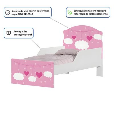 Mini Cama Infantil 153,2x79cm com Proteção Lateral Personagens Nuvem Menina K02 - D'Rossi