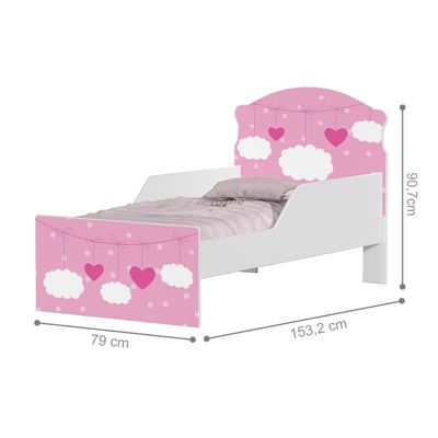 Mini Cama Infantil 153,2x79cm com Proteção Lateral Personagens Nuvem Menina K02 - D'Rossi