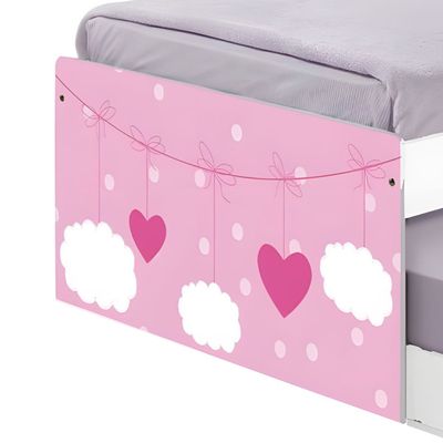 Cama Solteiro Infantil com Cama Auxiliar 195x96cm Personagens Nuvem Menina K02 - D'Rossi