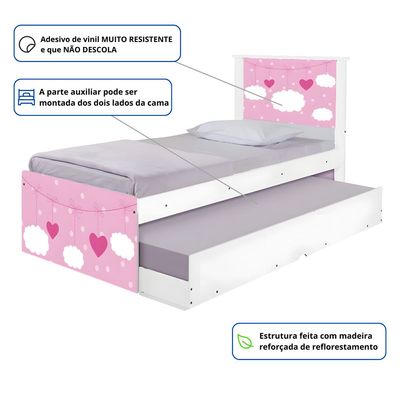 Cama Solteiro Infantil com Cama Auxiliar 195x96cm Personagens Nuvem Menina K02 - D'Rossi