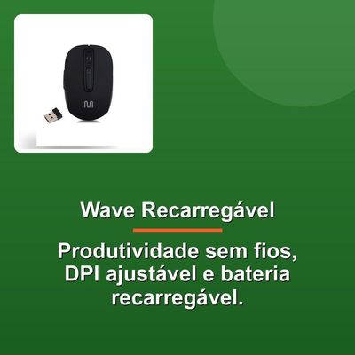 Mouse Sem Fio Wave Recarregável Litio Mo277