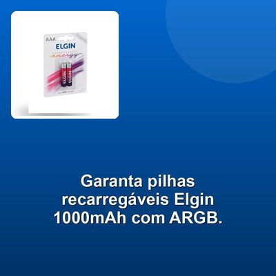 Pilha Recarregável Elgin Aaa 1000mah Blister Com2