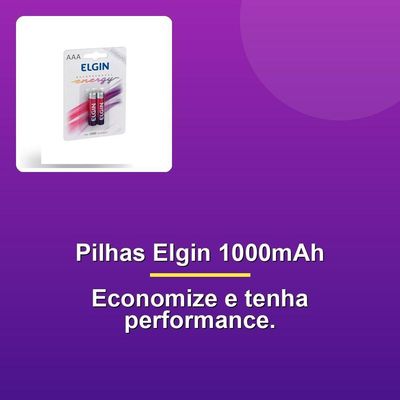 Pilha Recarregável Elgin Aaa 1000mah Blister Com2