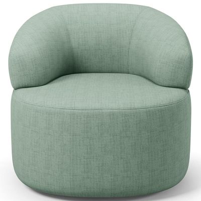 Kit 02 Poltronas Giratória Orgânica Para Sala de Estar Living Helena L02 Linho Verde Menta - Lyam Decor