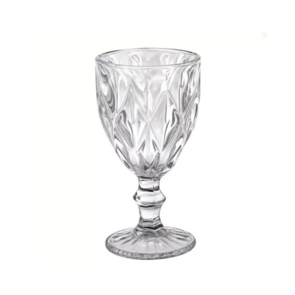 Jogo com 06 Taças de Vidro Premium Textura Diamante 340ml