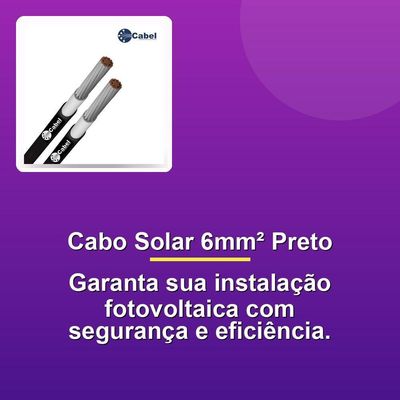 Cabo Solar Cabel 6mm² Preto 50m