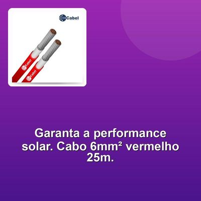 Cabo Solar Cabel 6mm2 Vermelho 25m