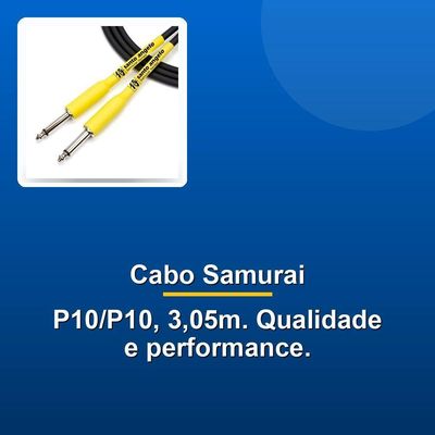 Cabo De Guitarra Samurai 0,30mm P10-p10 10ft 3,05m Preto