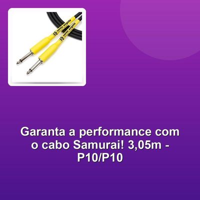 Cabo De Guitarra Samurai 0,30mm P10-p10 10ft 3,05m Preto